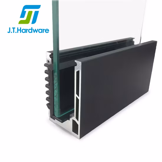 アルミニウムガラス手すり、フレームレスプロファイル、Uプロファイルクランプガラス階段手すり