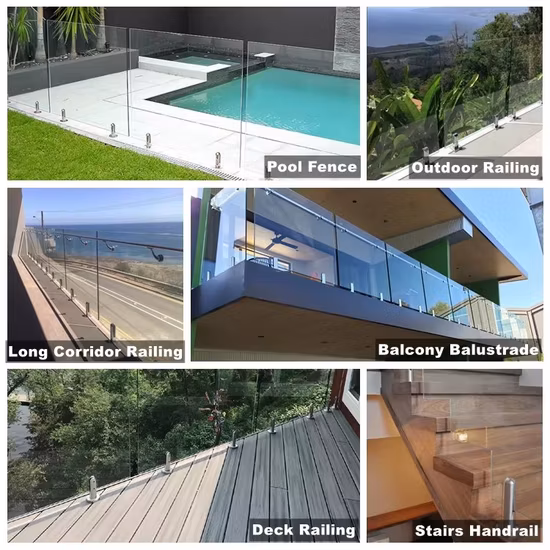 ホットセールデュプレックス 2205 フレームレスマットブラックスクエアデッキマウントガラス、蛇口付きプールエンクロージャ用